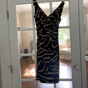 Sz 4 Ralph Lauren Sleeveless Ruched, Stretchy Animal Print Dress